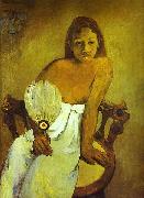 Paul Gauguin Donna col ventaglio oil on canvas